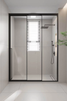 Душевая дверь раздвижная 1300x2000 цвет профиля Чёрный матовый стекло прозрачное PR3/R-130-01-B-C4 Premium Veconi