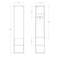 Шкаф подвесной, с одной распашной дверцами с доводчиками, и одной открытой полкой, правосторонний, 1600x330x300 KRAFT-1600-1A-SC-BO-R BelBagno