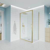 Душевой угол раздвижной E1-SP-G-180100-01-C9 1800х1000x1950 Цвет профиля Золото брашинг Стекло  Прозрачное Veconi