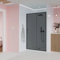 Душевая дверь раздвижная E1-B-180-12-C9 1800x1950 Цвет профиля Чёрный матовый Стекло  Тонированное матовое Veconi