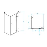 Душевой уголок RGW PA-77B R (PA-07B R + Z-050-2B) прямоугольный   90* 90*195 41087799-084R профиль Чёрный стекло Прозрачное(Принт) 6 мм RGW