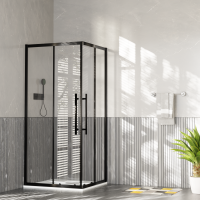 Ограждение душевое ESBANO ESF-90D1+110D2-B черный квадратное