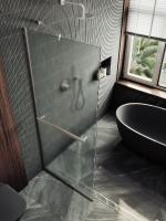 Душевая перегородка в профиле MaybahGlass 1950*890 Стекло 8 мм Сатин +Полотенцедержатель  Профиль: Узкий, Цвет Хром матовый MGD-737-5у