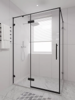 Душевой угол распашной 1400х800x2000 цвет профиля Чёрный матовый стекло прозрачное осветленное AL-SP-14080-00-B-C4 Premium Veconi