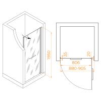 Душевая дверь RGW PA-103Gb  90*195 020810309-16 профиль Золото браш стекло Прозрачное 6 мм RGW