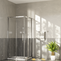 Ограждение душевое ESBANO ESF-80D1+120D2-C хром квадратное