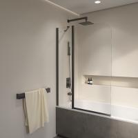 Шторка на ванну RGW SC-011B 110*140 351101111-14 профиль Чёрный стекло Прозрачное 6 мм RGW