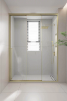 Душевая дверь раздвижная 1700x2000 цвет профиля Золото брашинг стекло прозрачное PR3/R-170-01-G-C4 Premium Veconi