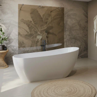 Отдельностоящая, прямоугольная акриловая ванна в комплекте с щелевым сливом-переливом цвета хром 1700х800х720 BB704-1700-800-KBelBagno