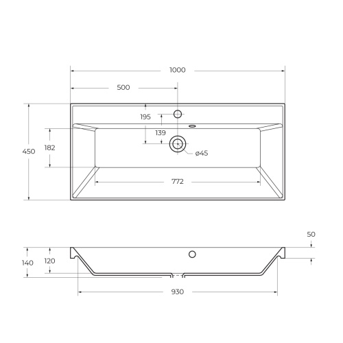 Раковина из литьевого мрамора BB1000/450-LV-MR-AST  1000x450x620 BelBagno